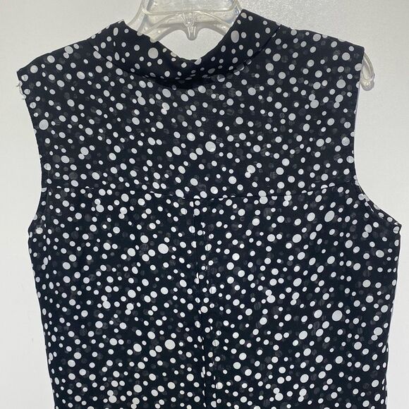 Cartise Women's Black White Polka Dot Button Up Sleeveless Tunic Top Size 12 - Picture 9 of 9